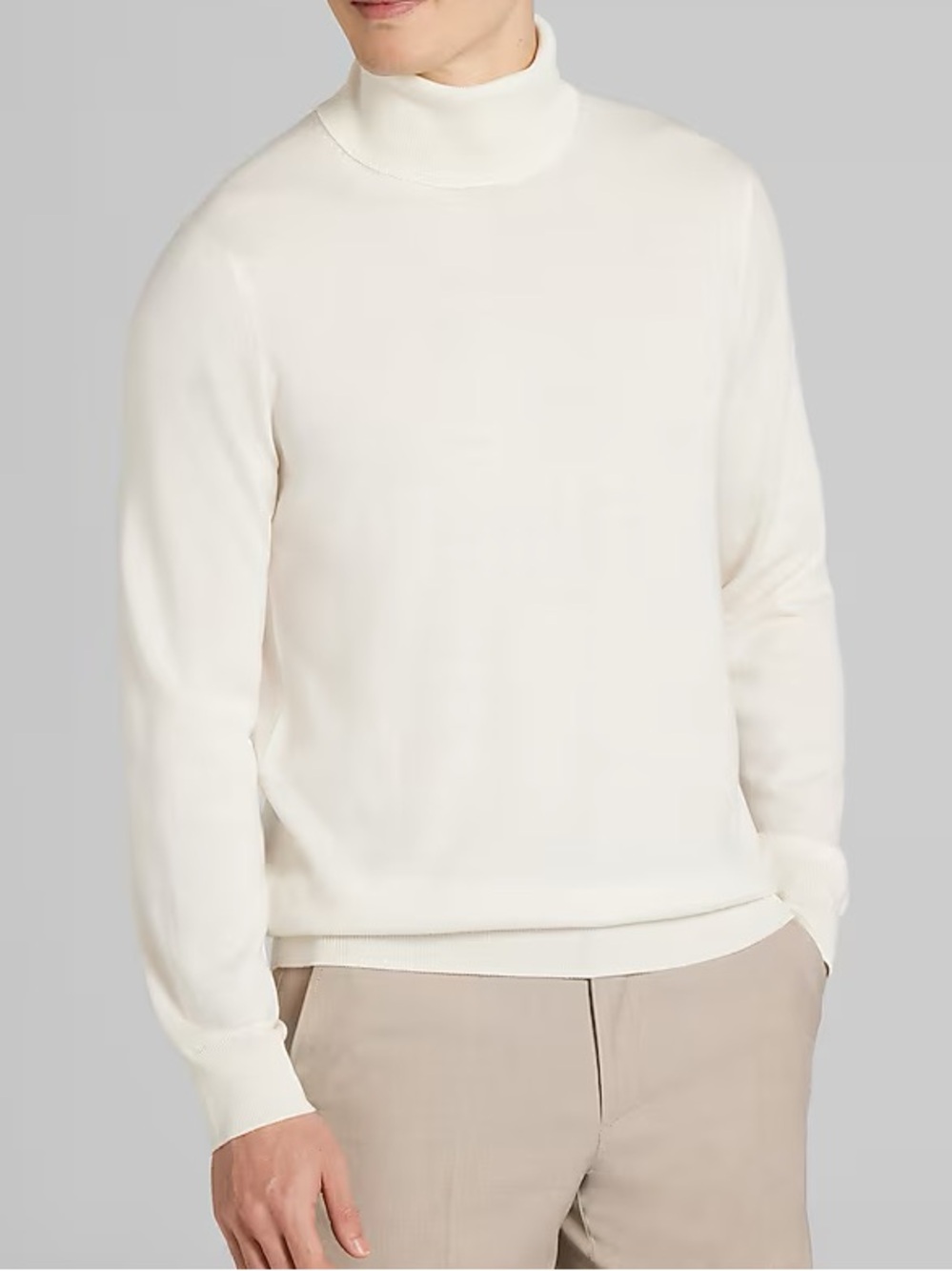 Joseph Abboud Fine Merino Wool Turtleneck Sweater Men 2X Ivory Lightweight 37.5